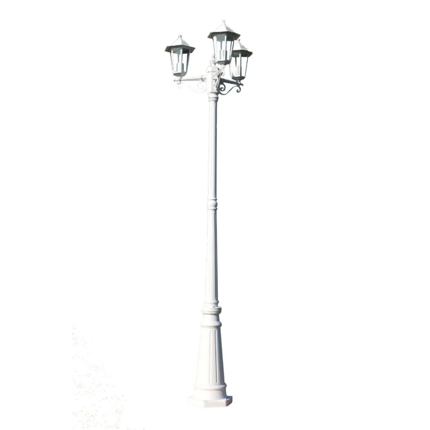 vidaXL Gartenlaterne 3 Flammig 215 cm Weiß Aluminium 40245