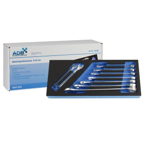 PROREGAL Gabelringschlüssel-Satz (9-22mm) im Werkstattwagen-Modul. Werkzeug für Werkstatt & Garage.