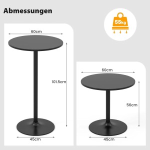 Costway 2er Set Stehtische, schwarz, höhenverstellbar: Bartisch und Couchtisch mit Maßen.