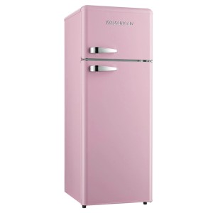 Pinke Wolkenstein Retro Kühl-Gefrierkombination im Vintage Design.