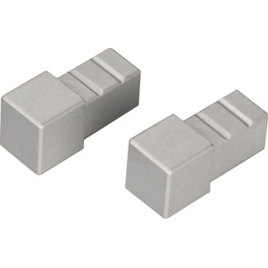2er Set Ecke Quadrat-Abschlussprofile, Alu eloxiert, silbermatt, für 10 mm Fliesenschienen.