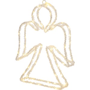 Silberfarbener LED-Engel (32 cm) für weihnachtliche Außen- und Innendekoration.