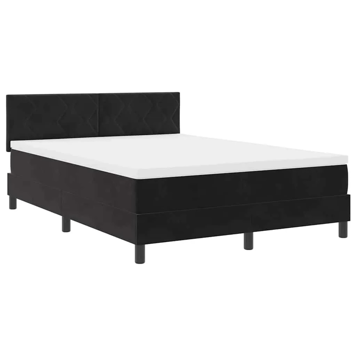 vidaXL LED Boxspringbett mit Matratze Schwarz 140 x 190 cm Samt 3342718