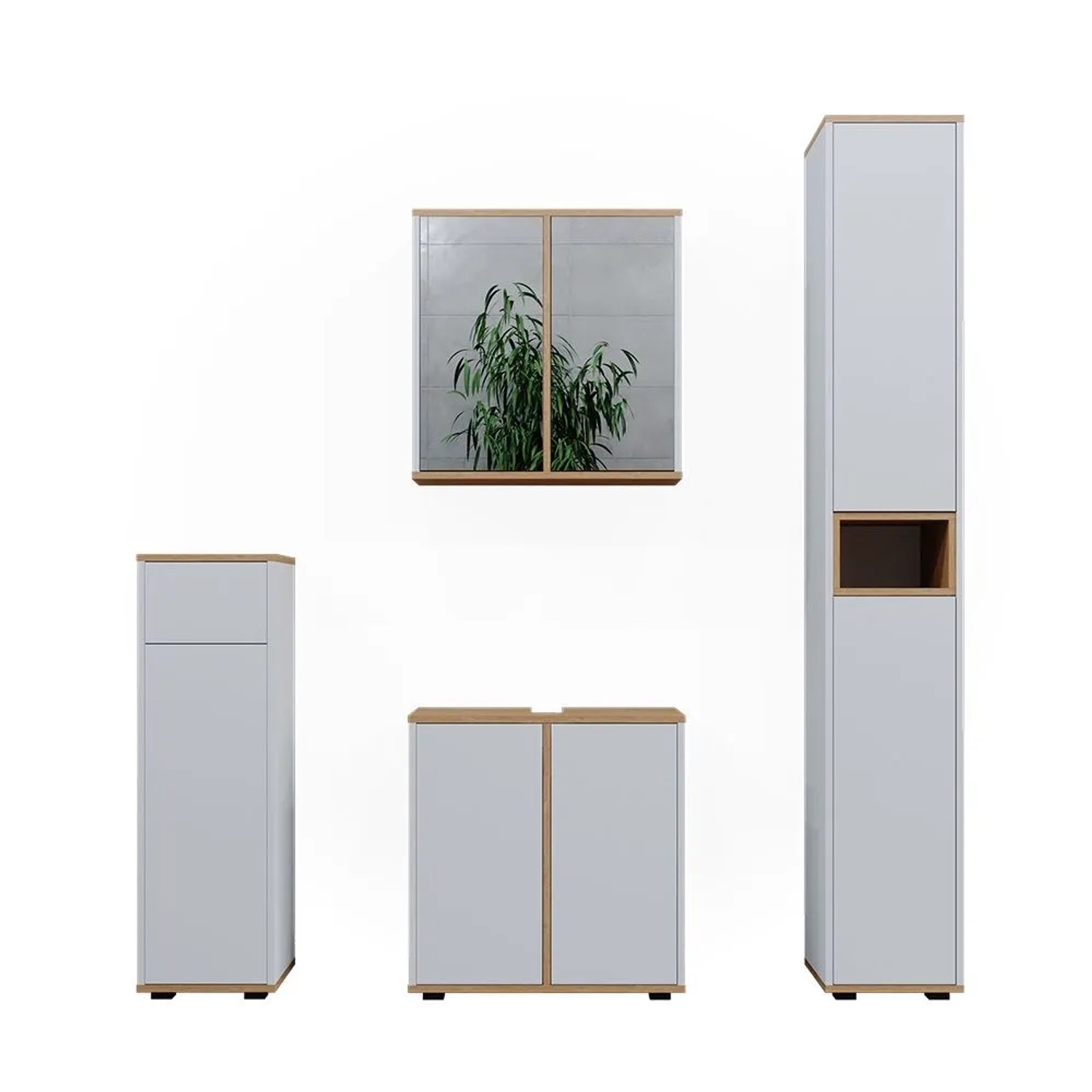 Vicco Badmöbel-Set Didi Weiß/Artisan-Eiche 60 x 62 4-teilig