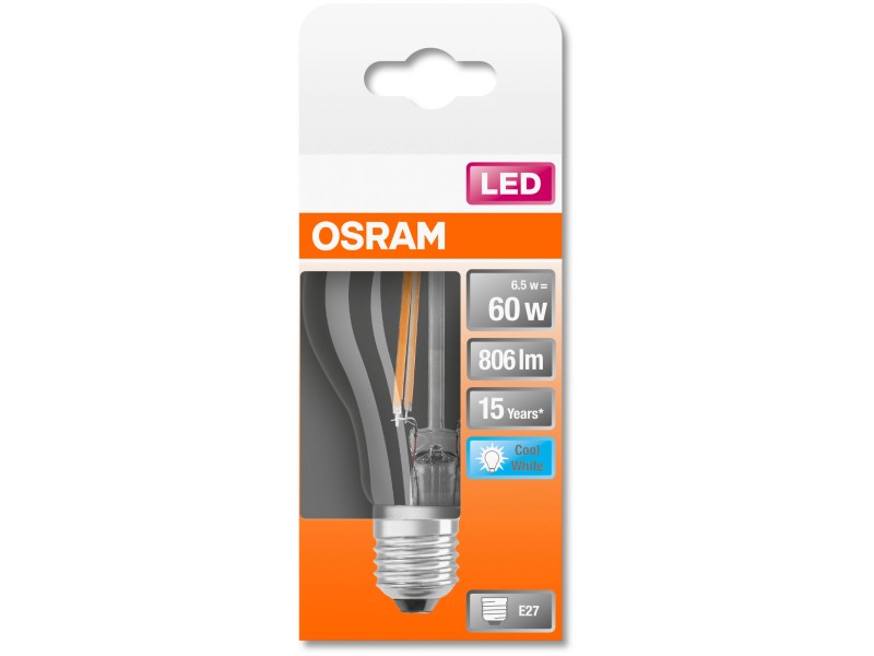 Lampe LED OSRAM Label énergétique A + (A ++ - E) E27 Poire 6,5 W = 50 W  Warmwit (Ø x