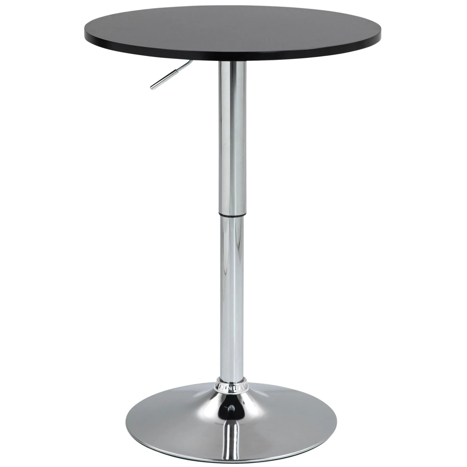 DELUKE 2in1 Stehtisch Höhenverstellbar Ø 60cm CHERI 106cm Hoch Metall Gestell Bistrotisch Gastro Bartisch Rund Schwarz-Silber