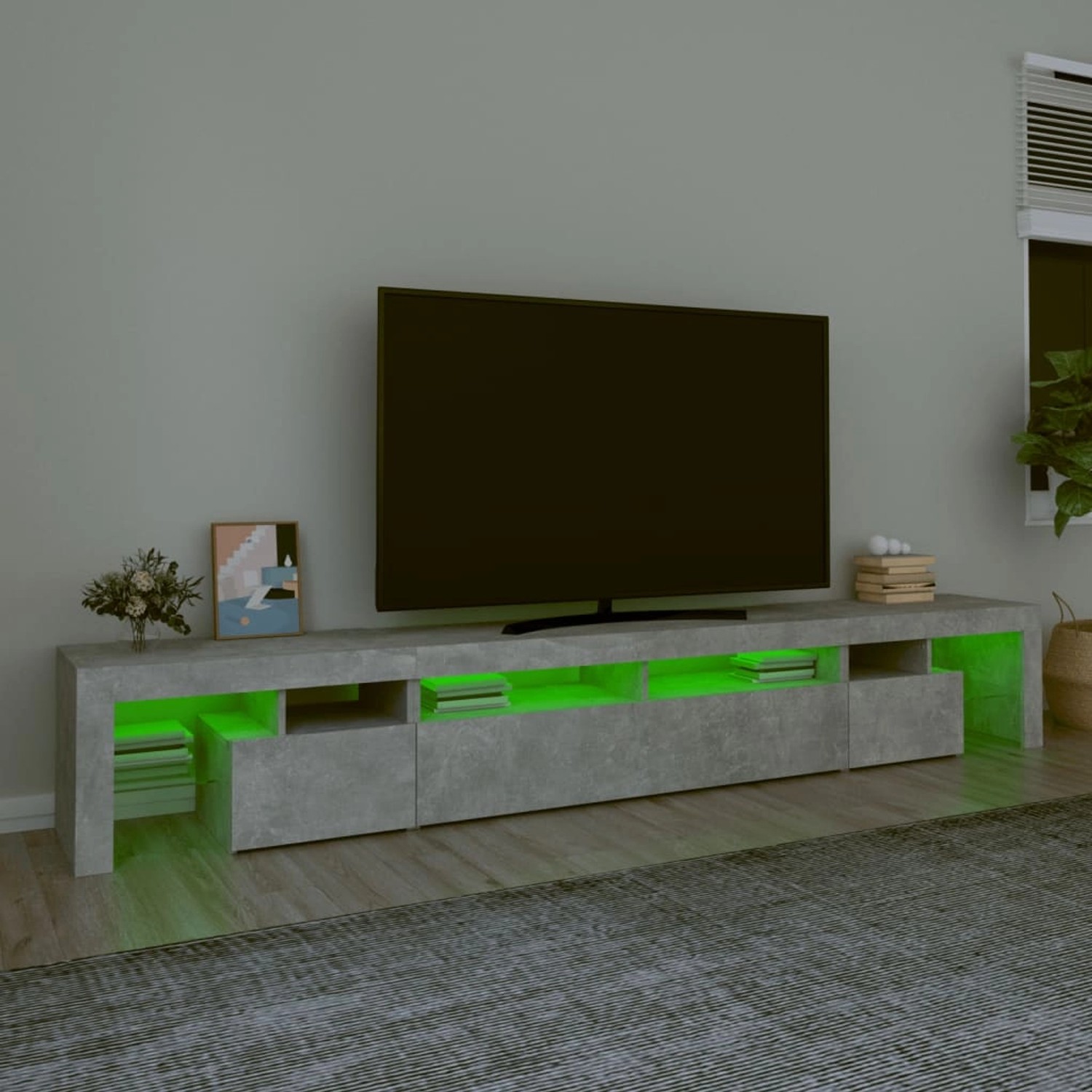 VidaXL TV-Schrank mit LED-Leuchten Betongrau 260x36,5x40 cm  Modell 1 günstig online kaufen