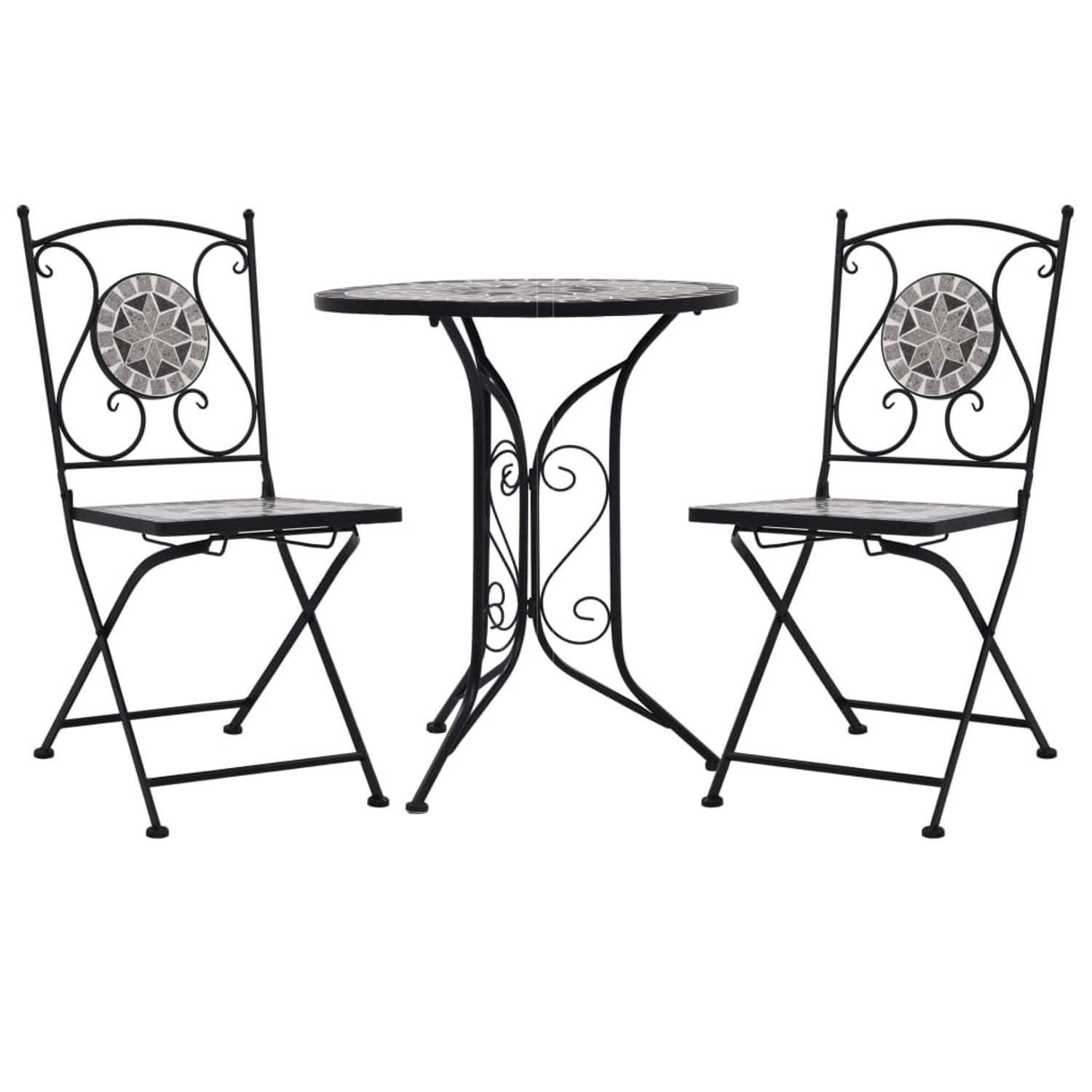 vidaXL 3-Tlg Bistro-Set Mosaik Keramik Grau 279690