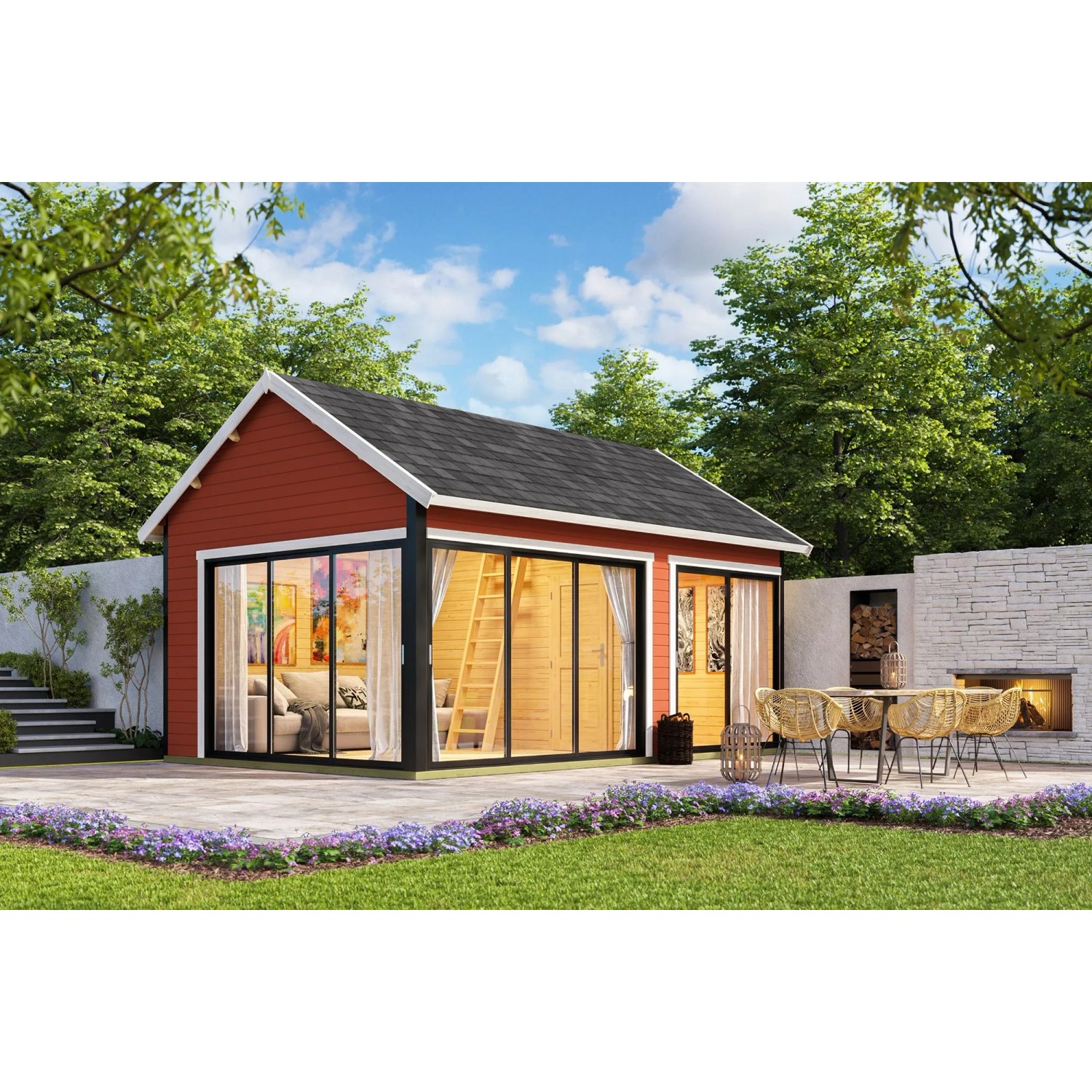 Lasita Gartenhaus Murano 3 Schwedenrot 578 cm x 390 cm