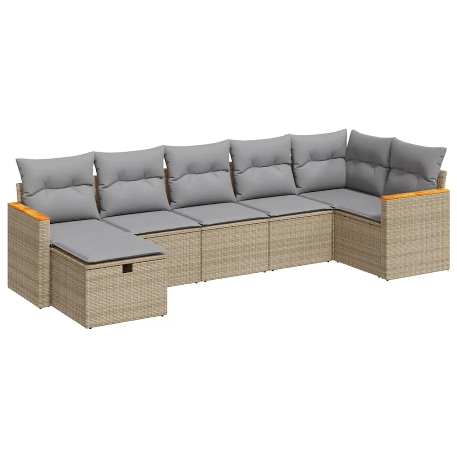 vidaXL 7-Tlg Garten-Sofagarnitur mit Kissen Beige Poly Rattan 3325930 günstig online kaufen