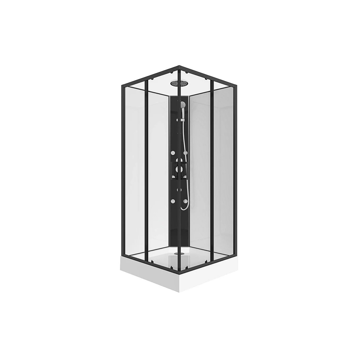 Vente-unique Duschkabine Kivora Schwarz  Weiß 80 cm