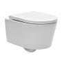 Modernes weißes Wand-WC mit geschlossenem Softclose-Sitz. Swiss Aqua Technologies WC-Set für Ihr Bad.