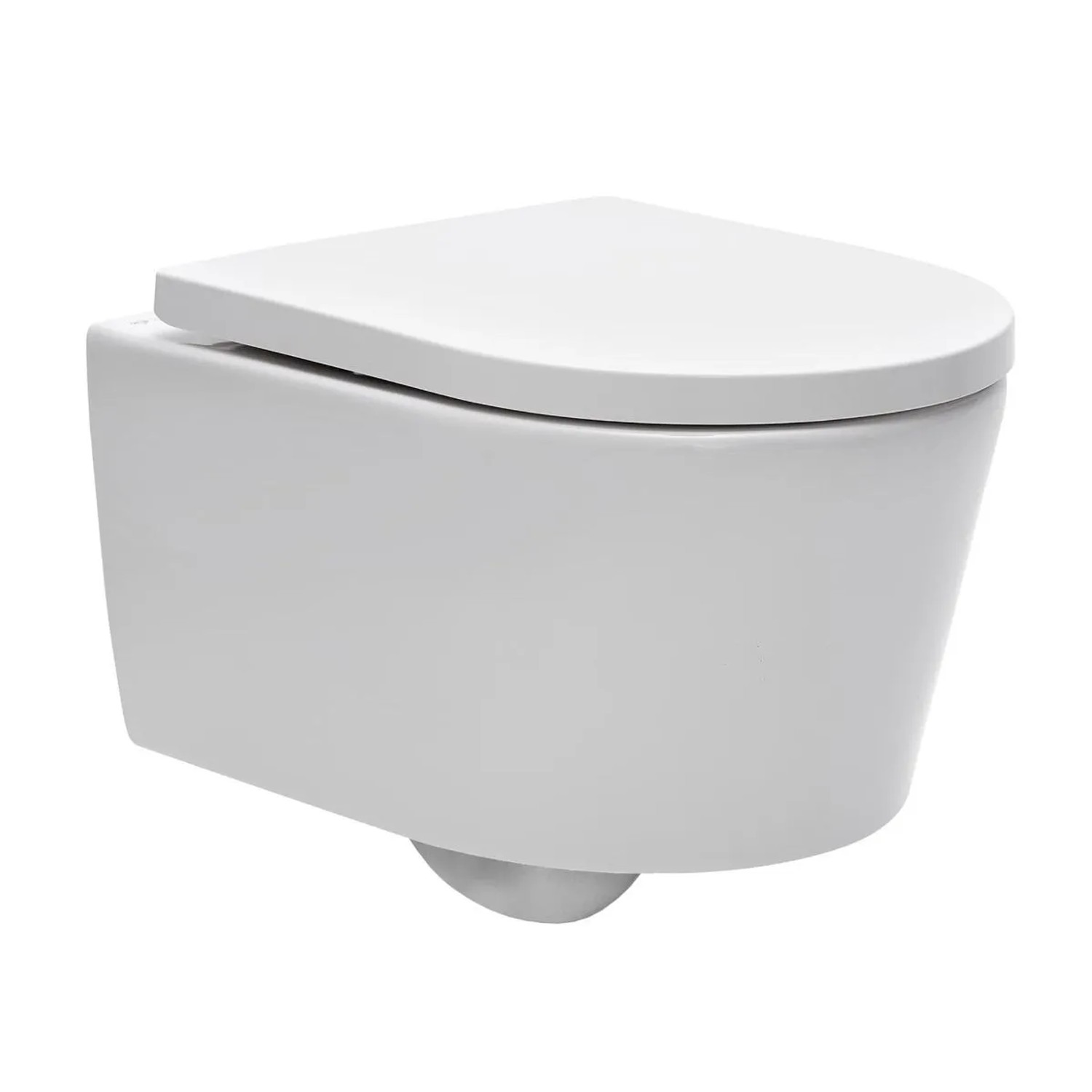 Modernes weißes Wand-WC mit geschlossenem Softclose-Sitz. Swiss Aqua Technologies WC-Set für Ihr Bad.