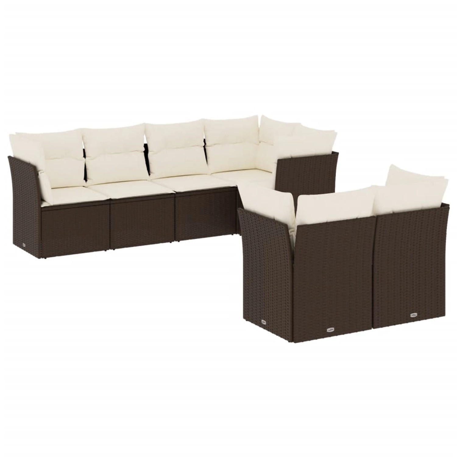 vidaXL 7-Tlg Garten-Sofagarnitur mit Kissen Braun Poly Rattan 3217903 günstig online kaufen