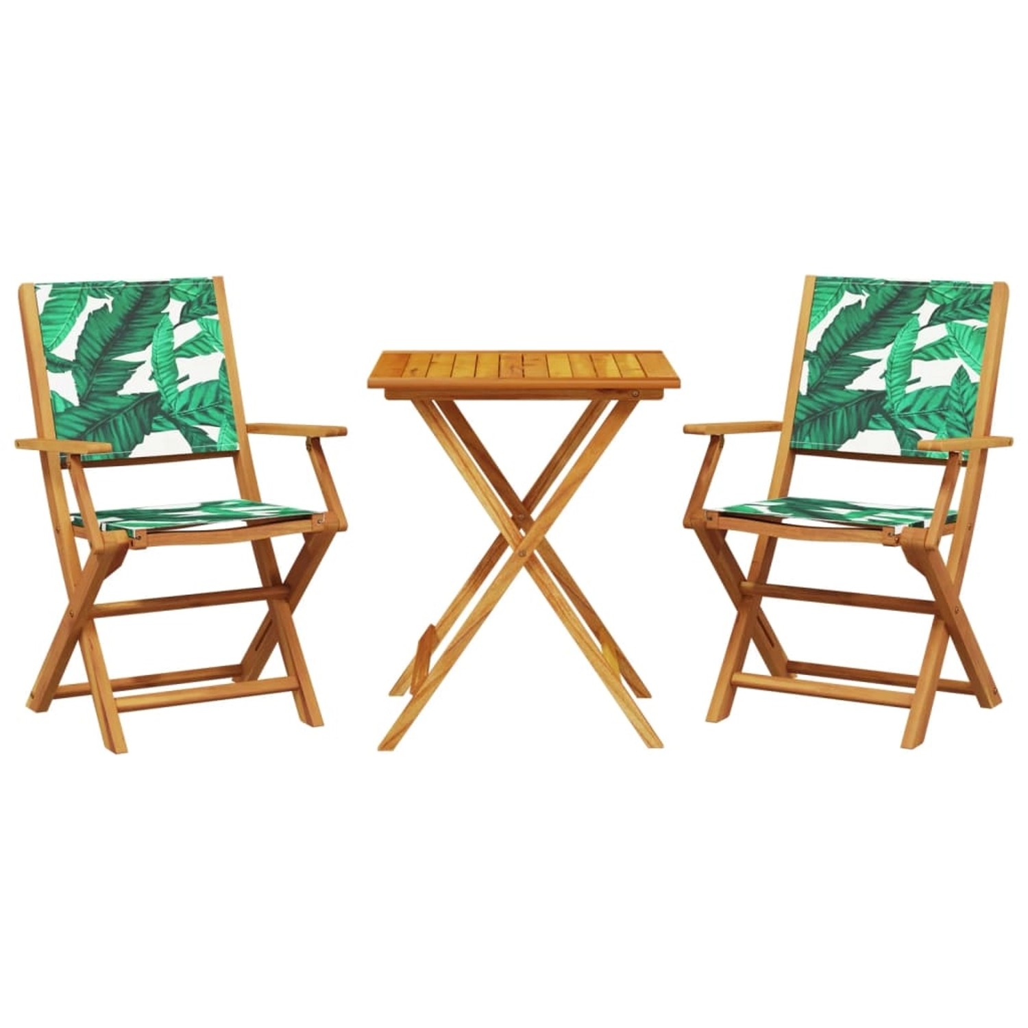 Thumbnail - vidaXL 3-tlg Bistro-Set Blattmuster Stoff und Massivholz Modell 8