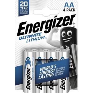 Energizer Ultimate Lithium AA Batterien, 4er-Pack Mignon-Batterien für Geräte mit hohem Energiebedarf.