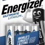 Energizer Ultimate Lithium AA Batterien, 4er-Pack Mignon-Batterien für Geräte mit hohem Energiebedarf.
