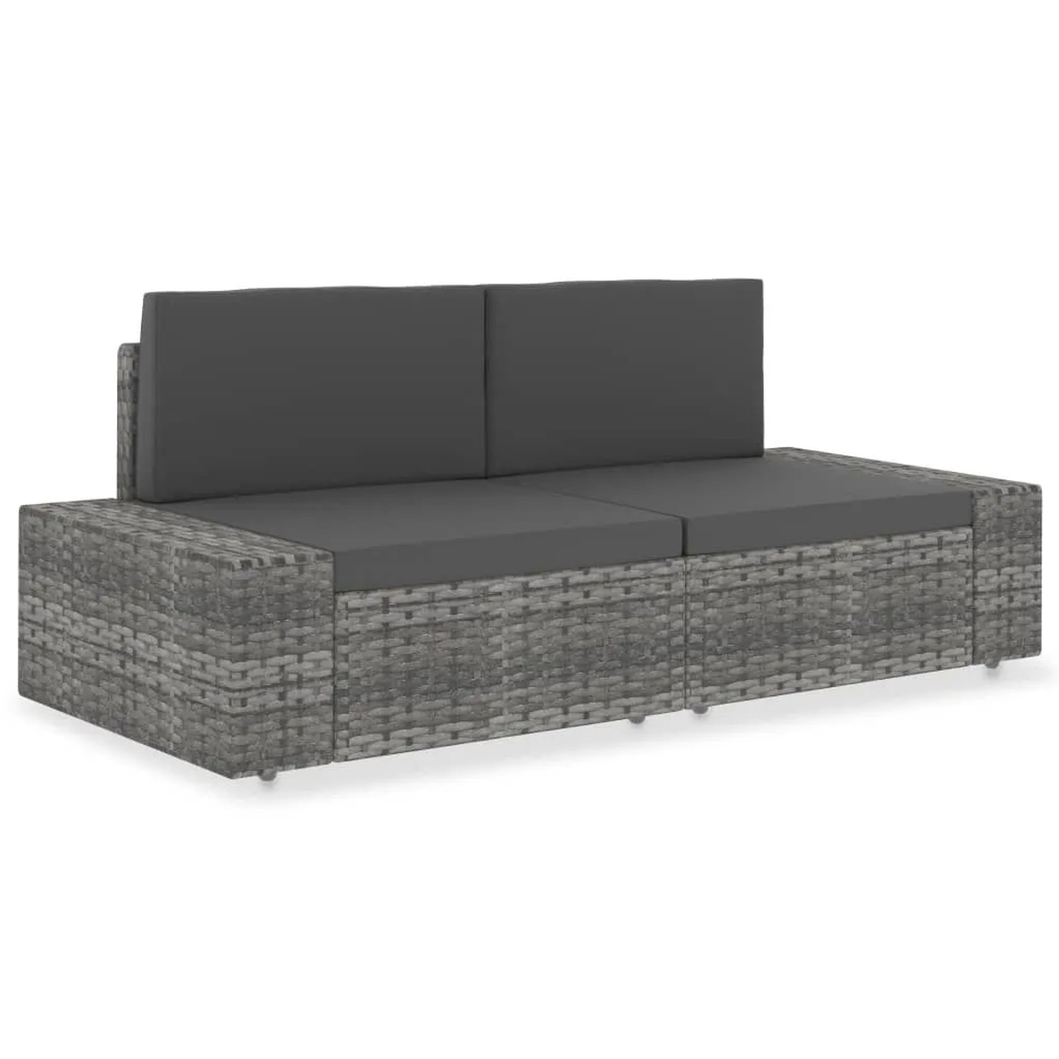 vidaXL Modulares 2-Sitzer-Sofa Poly Rattan Grau 49525