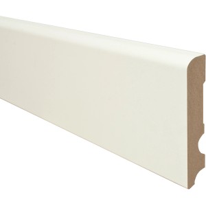 Sockelleiste MDF, rund, grundiert, 90x16x2600 mm. Ideal zur individuellen Gestaltung.