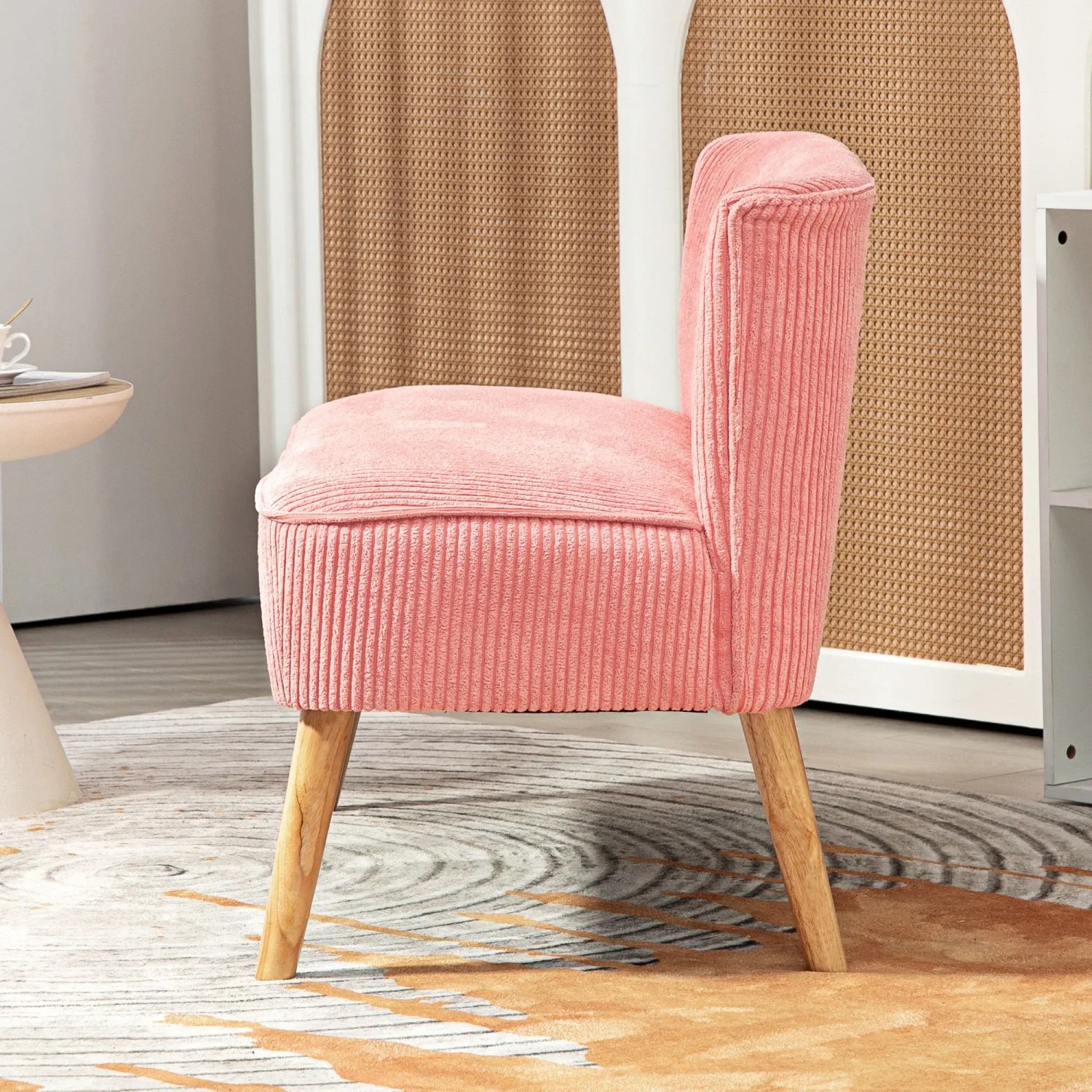 Rosa 2-Sitzer Sofa von HOMCOM mit Holzbeinen, ideal für Wohnzimmer.