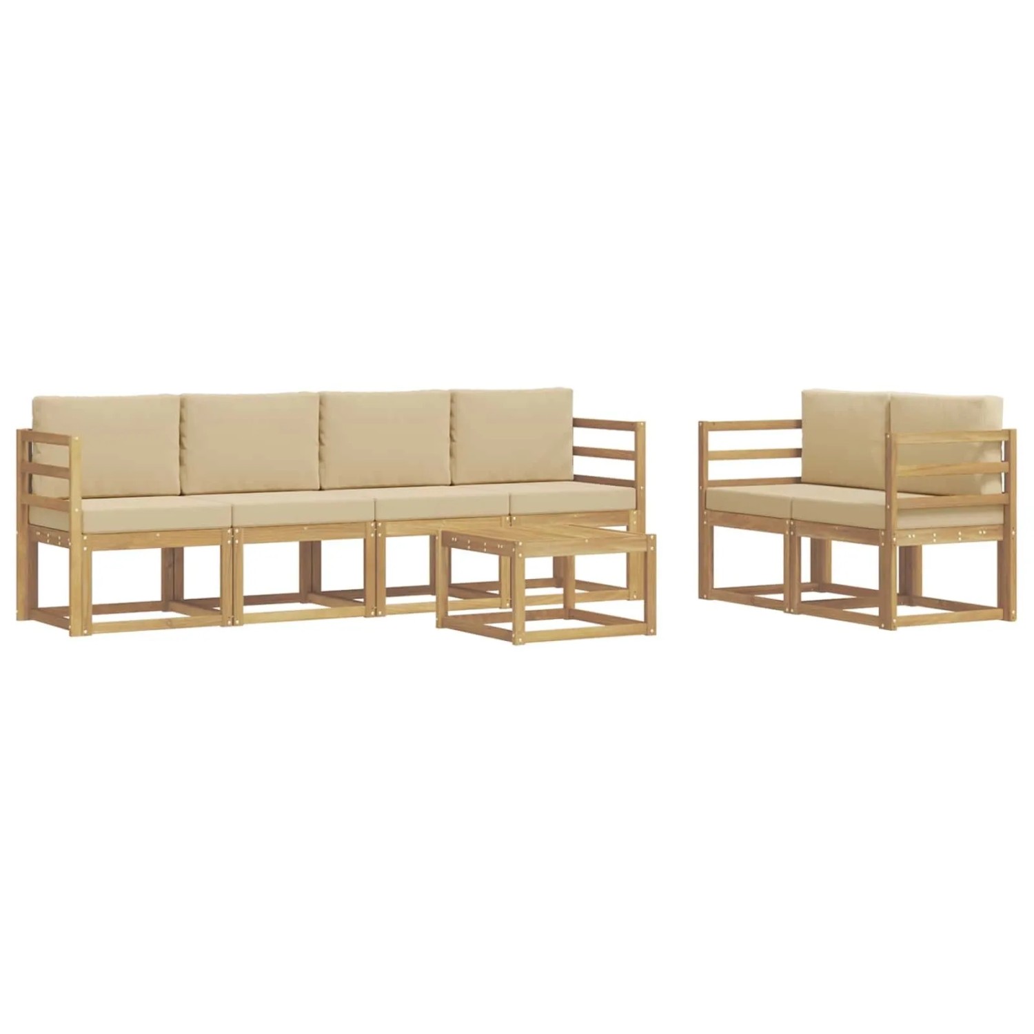 vidaXL Outdoor-Sofagarnitur mit Kissen 7-Tlg Weiß und Beige 3387267