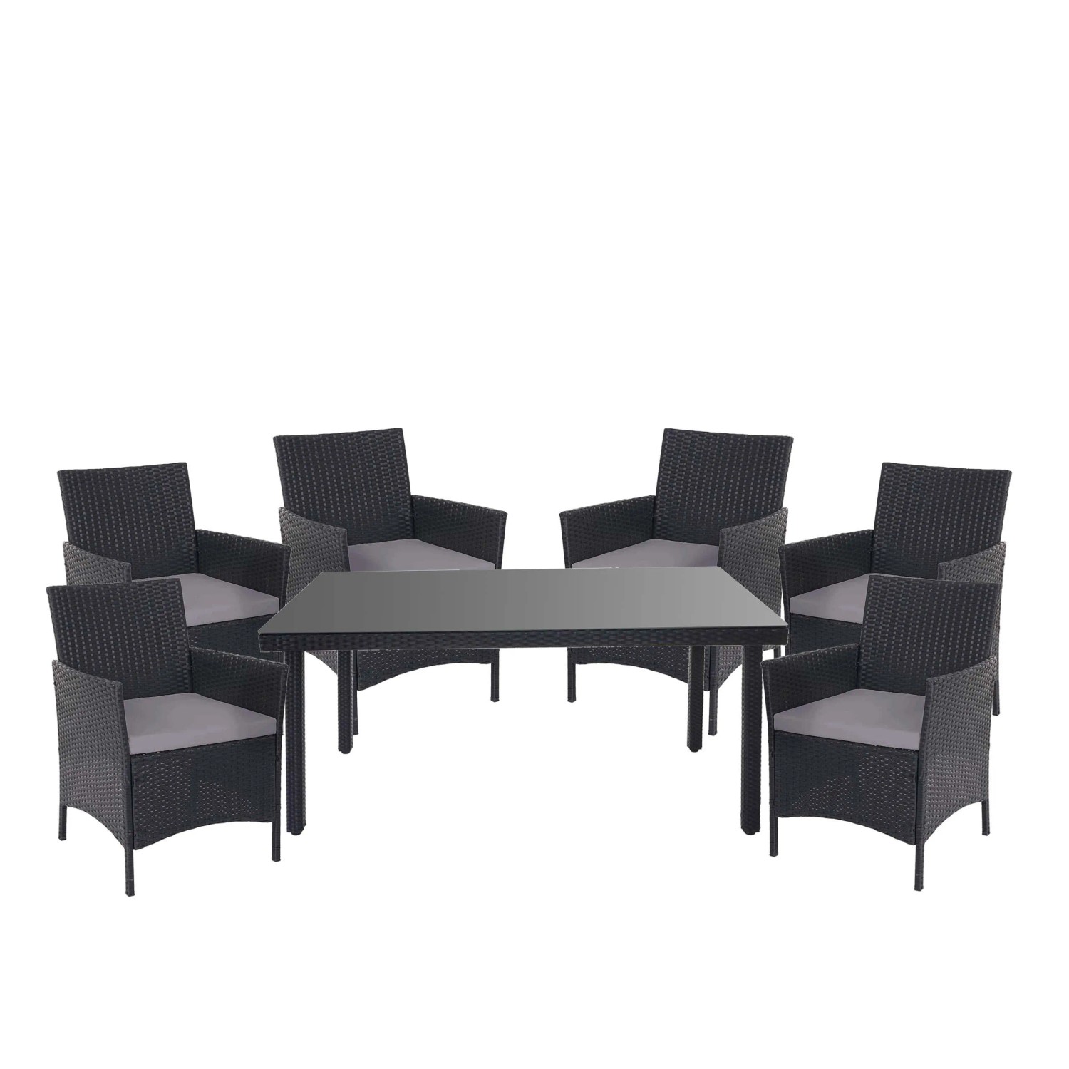 PROREGAL Poly-Rattan-Garnitur Gartenmöbel Balkon-Set Sitzgarnitur Anthrazit Kissen Anthrazit