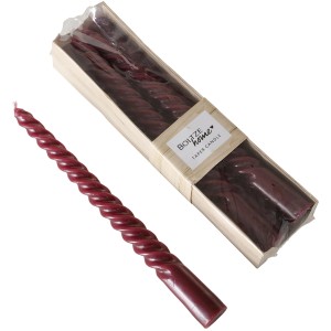 Boltze Stabkerzen Twisto, 6-teilig, Bordeaux. Gedrehte, dunkelrote Kerzen für die Weihnachtsdekoration.