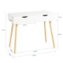 SoBuy Schreibtisch FWT40-WN mit 2 Schubladen, Kiefer/Weiß, für Arbeitszimmer und Kinderzimmer.