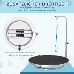 PawHut Trimmtisch mit drehbarer Platte und verstellbarem Arm für Hundefellpflege.