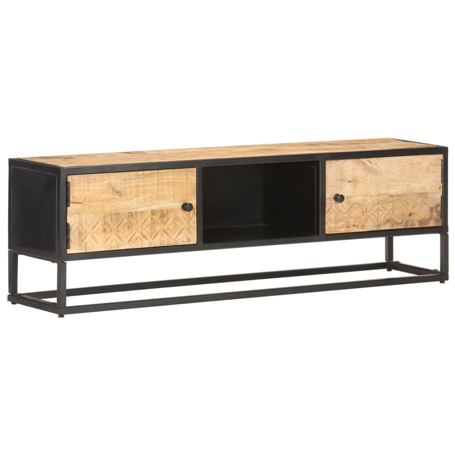 vidaXL TV-Schrank mit Geschnitzter Tür 130x30x40 cm Raues Mangoholz 320943