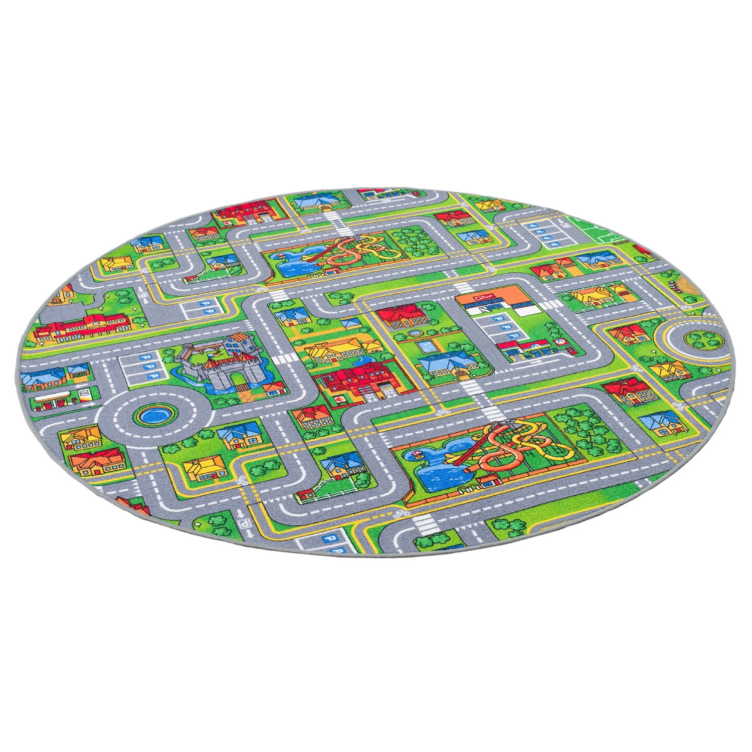 Snapstyle Kinder Spiel Teppich Abenteuerland Bunt Bunt 100cm Rund günstig online kaufen