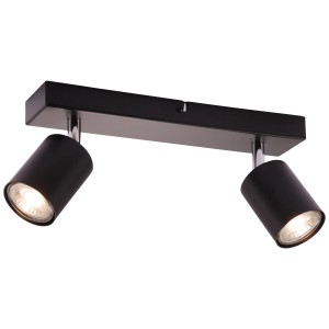 Schwarzer, 2-flammiger LED-Deckenstrahler Taio, 35,5 cm, für flexible Beleuchtung.