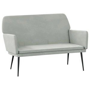 Hellgraue vidaXL Sitzbank (108x79x79 cm) aus Samt mit Metallbeinen.
