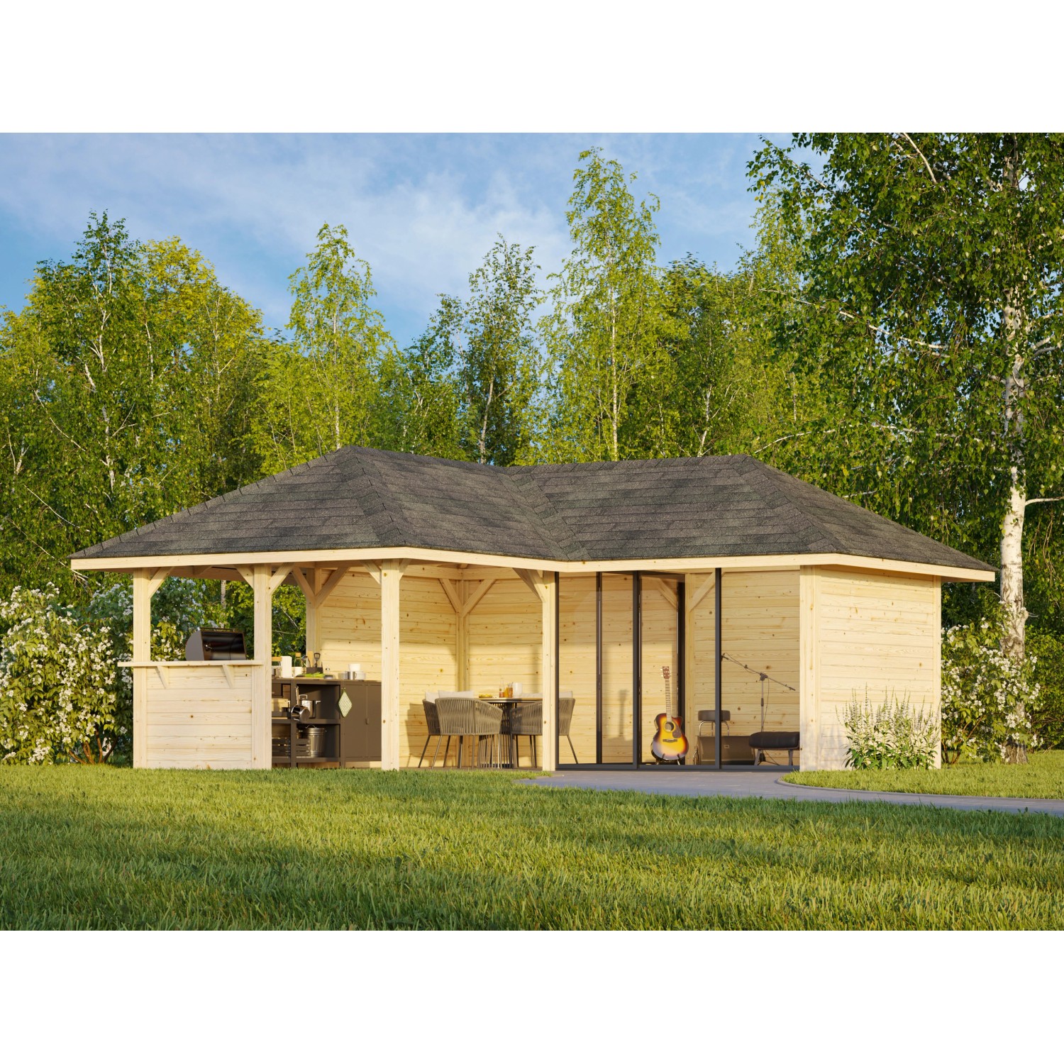 Palmako Pavillon Bianca Set 209 Slide 588 x 588 cm Lackiert Weiß FSC® günstig online kaufen