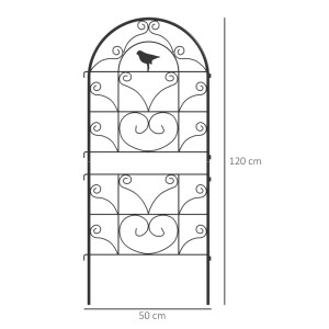 Outsunny Rankgitter 2er Set, schwarz, Metall, 120 cm hoch, mit Vogel-Motiv. Rankhilfe für Garten.