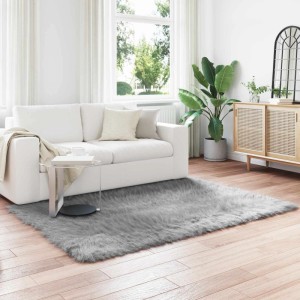 vidaXL Kunstschaffell Teppich Tafalla Grau 140 x 200 cm Polyester 42021527