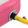 Detailaufnahme: Rosa vidaXL Gymnastikmatte wird mit Pumpe aufgepumpt.