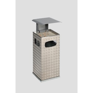 PROREGAL Kombiascher Mit 3 Fach Einwurf Schutzdach 38 Liter HxBxT 95 x 44 x 44 cm Aluminium Duett Blech Dach Silber