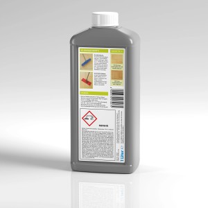 Graue Flasche Knauf Feinsteinzeug-Reiniger 1000ml für Fliesen im Innen- und Außenbereich.