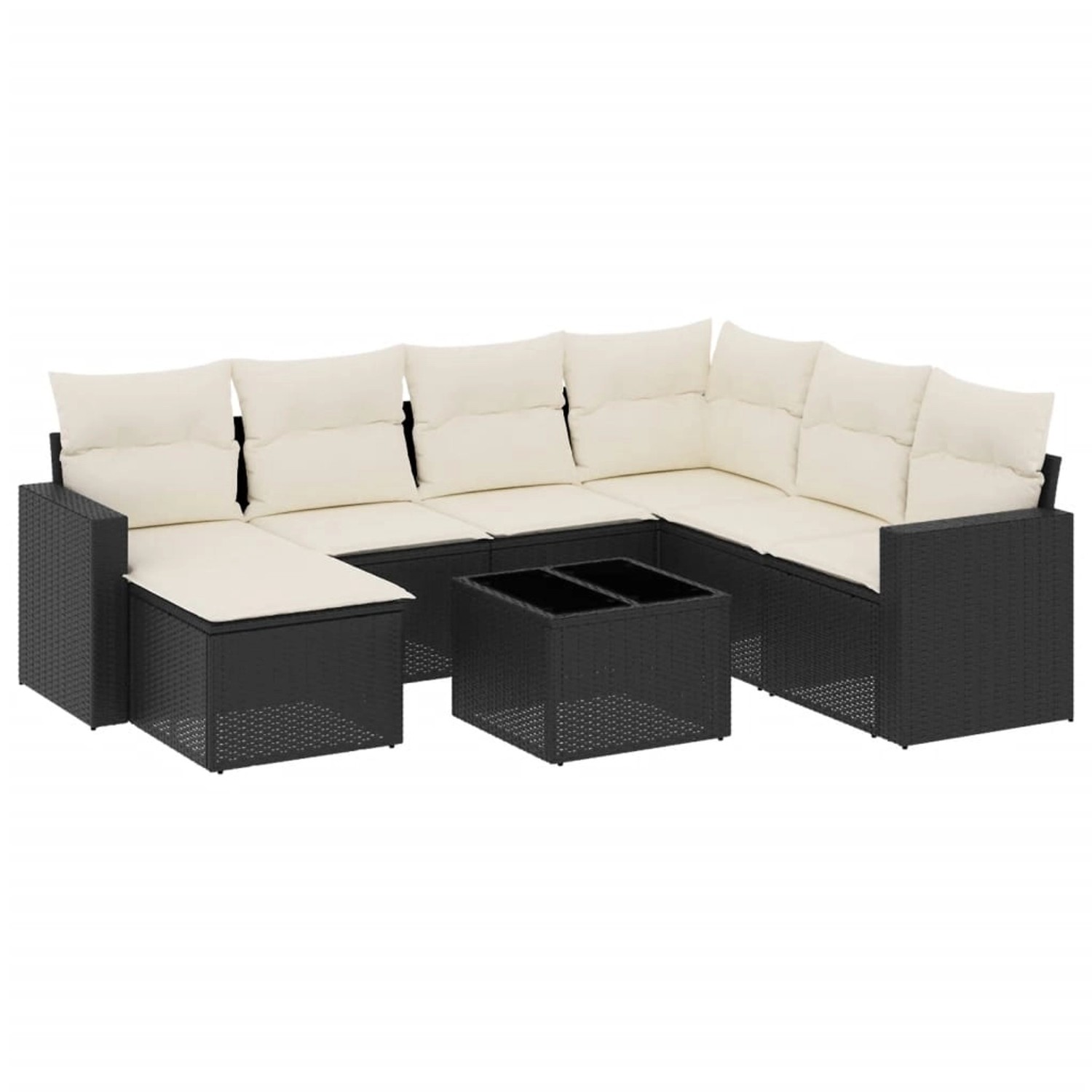 vidaXL 8-tlg Garten-Sofagarnitur mit Kissen Schwarz Poly Rattan Modell 41