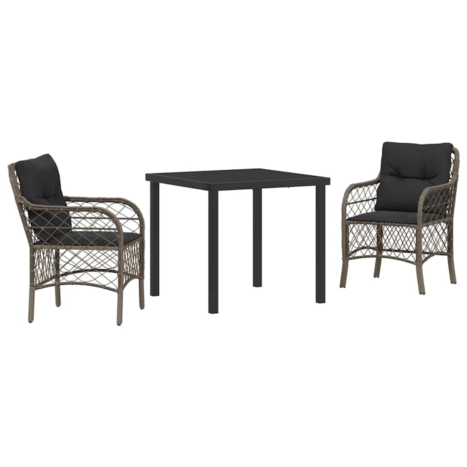 vidaXL Garten Essgruppe mit Kissen 3-Tlg Grau Poly Rattan 3380218 günstig online kaufen