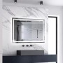 Rechteckiger Badspiegel 80x60 cm mit LED-Beleuchtung und Dimmfunktion.