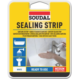 Soudal Sanitär-Dichtungsstreifen, 22mm, weiß, zur Abdichtung von Bad und Küche.