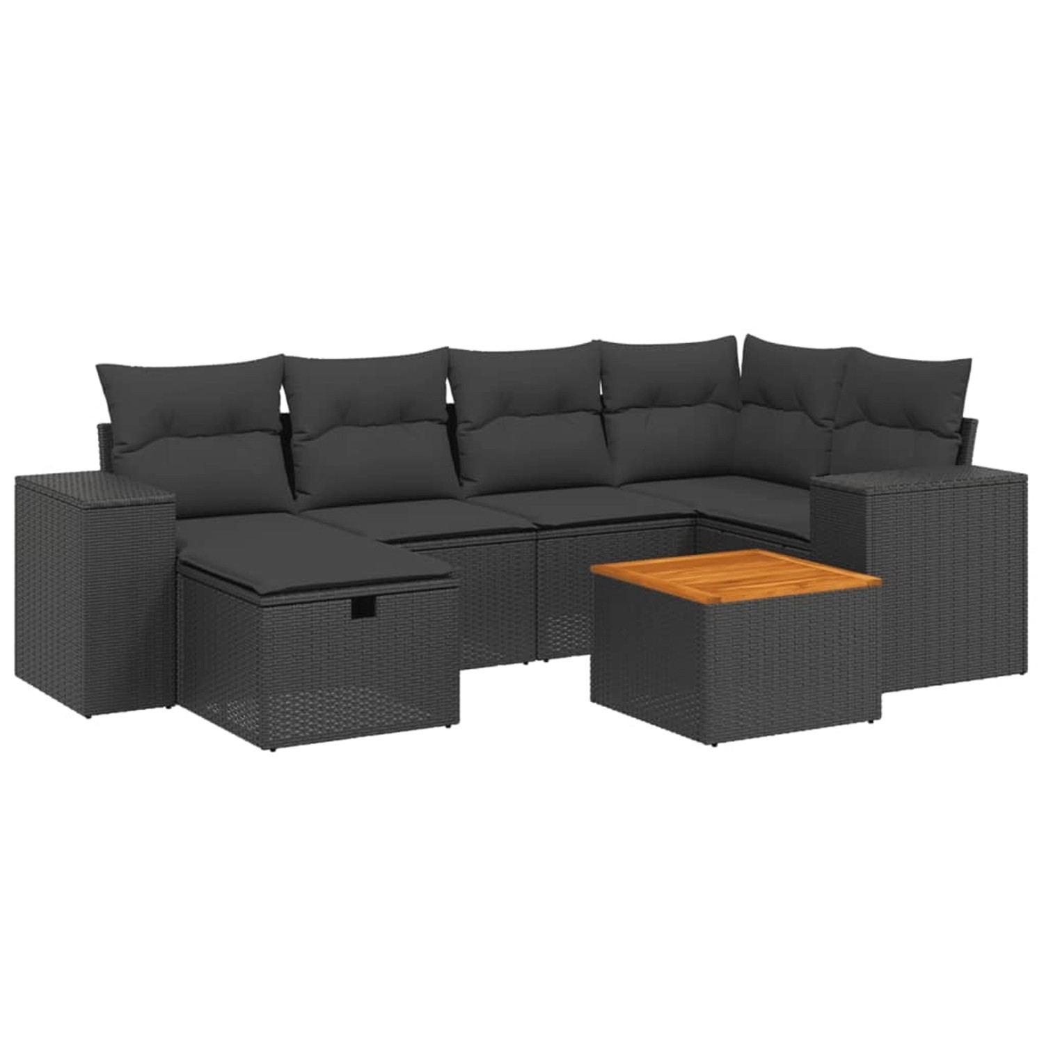 vidaXL 7-tlg Garten-Sofagarnitur mit Kissen Schwarz Poly Rattan Modell 135 günstig online kaufen