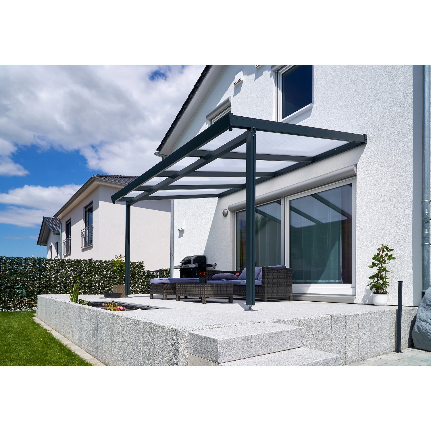 Terrassenüberdachung Premium (BxT) 309 cm x 306 cm Anthrazit Polycarbonat  Opal kaufen bei OBI