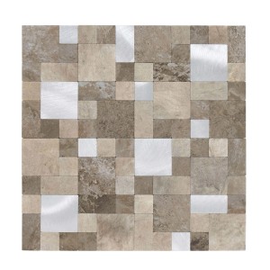 Dalsys Selbstklebende Fliesen 1m² 11 Stück Steinoptik Quadrate Sand Silber