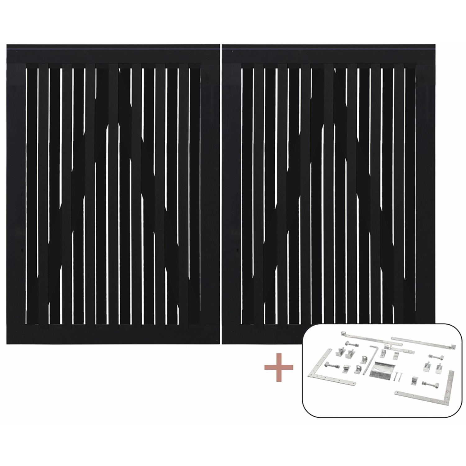 Doppeltor Nagano Nadelholz Schwarz 200 cm x 140 cm günstig online kaufen