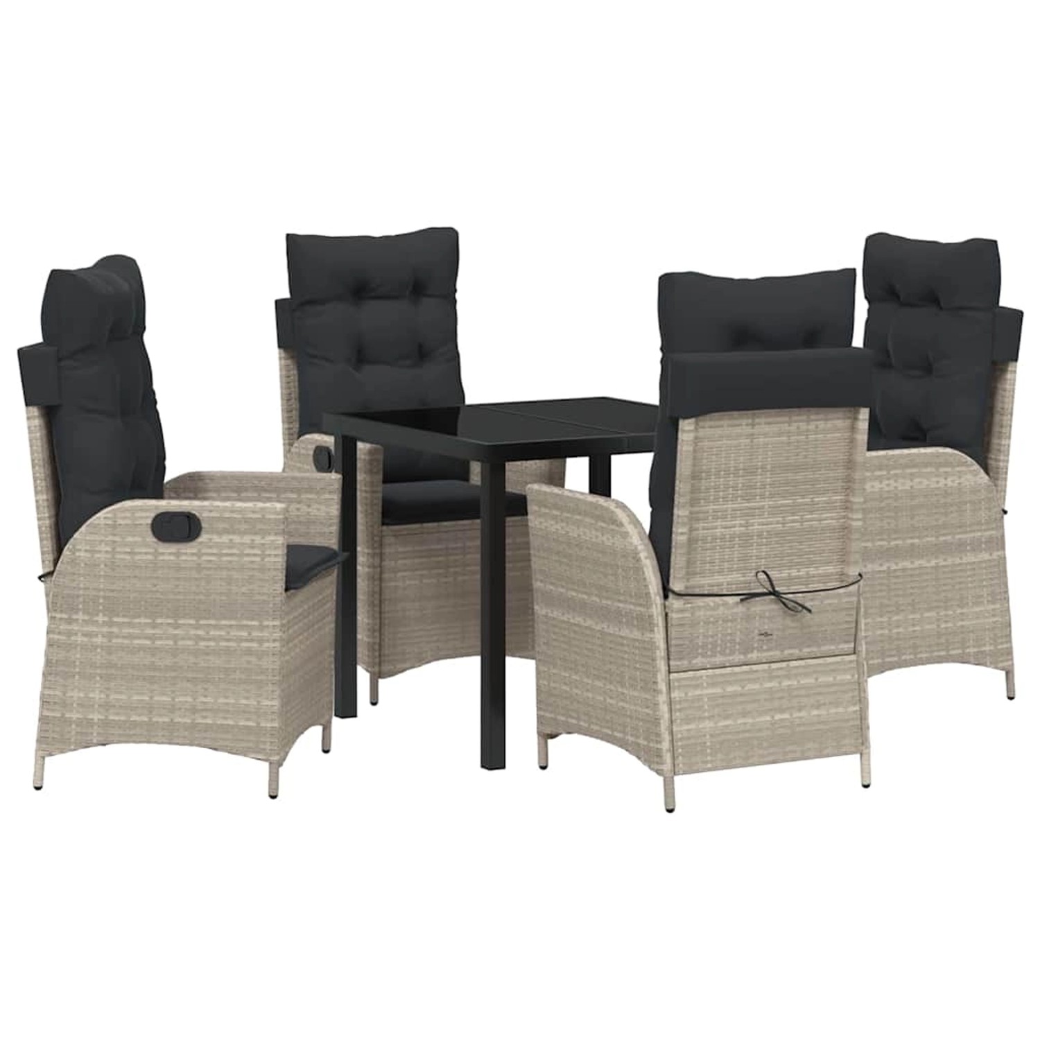 vidaXL Garten Essgruppe 5-Tlg Hellgrau Poly Rattan 3380520 günstig online kaufen