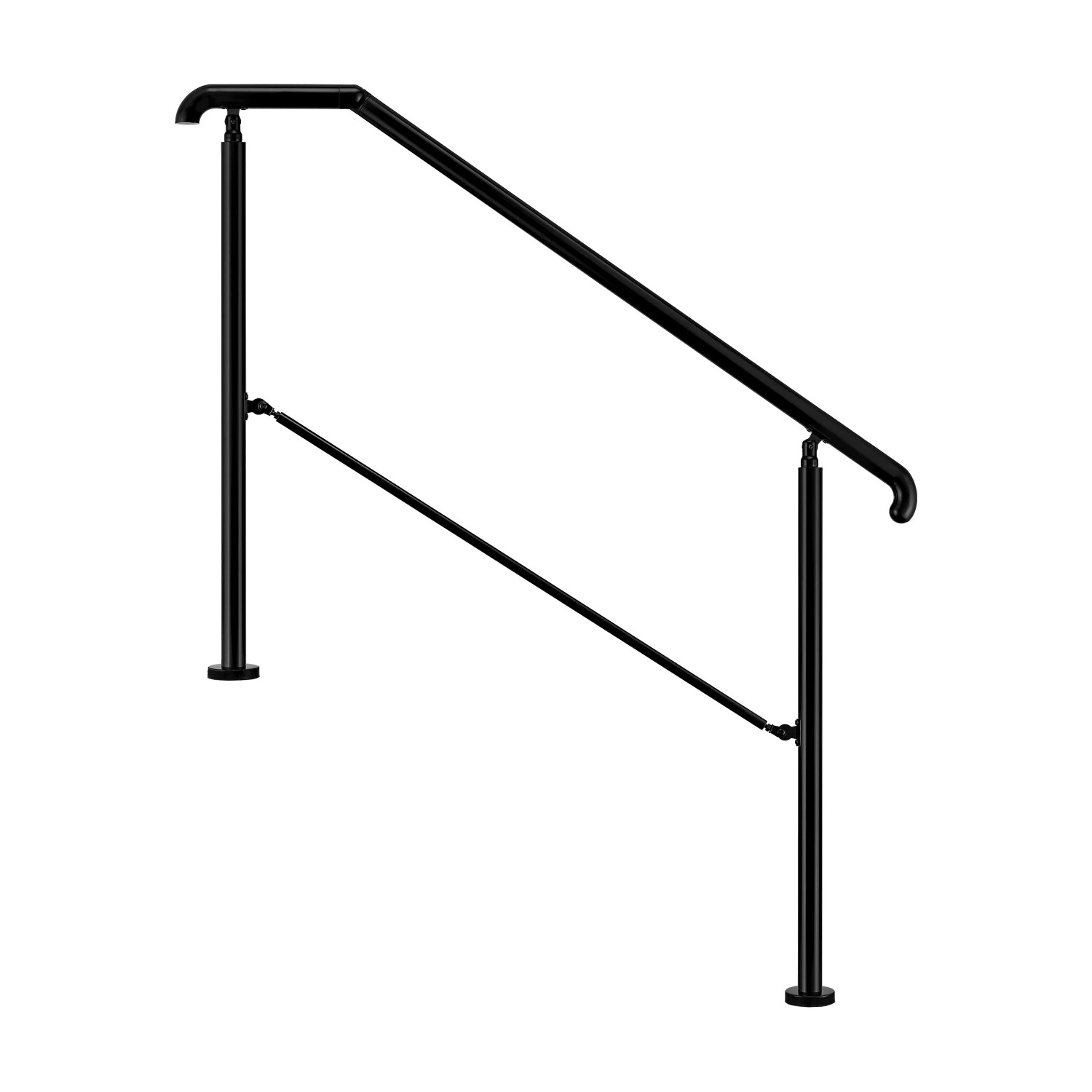 Duschparadies Eingangsgeländer 136 cm Edelstahl Schwarz für 3 oder 4 Stufen Verstellbar