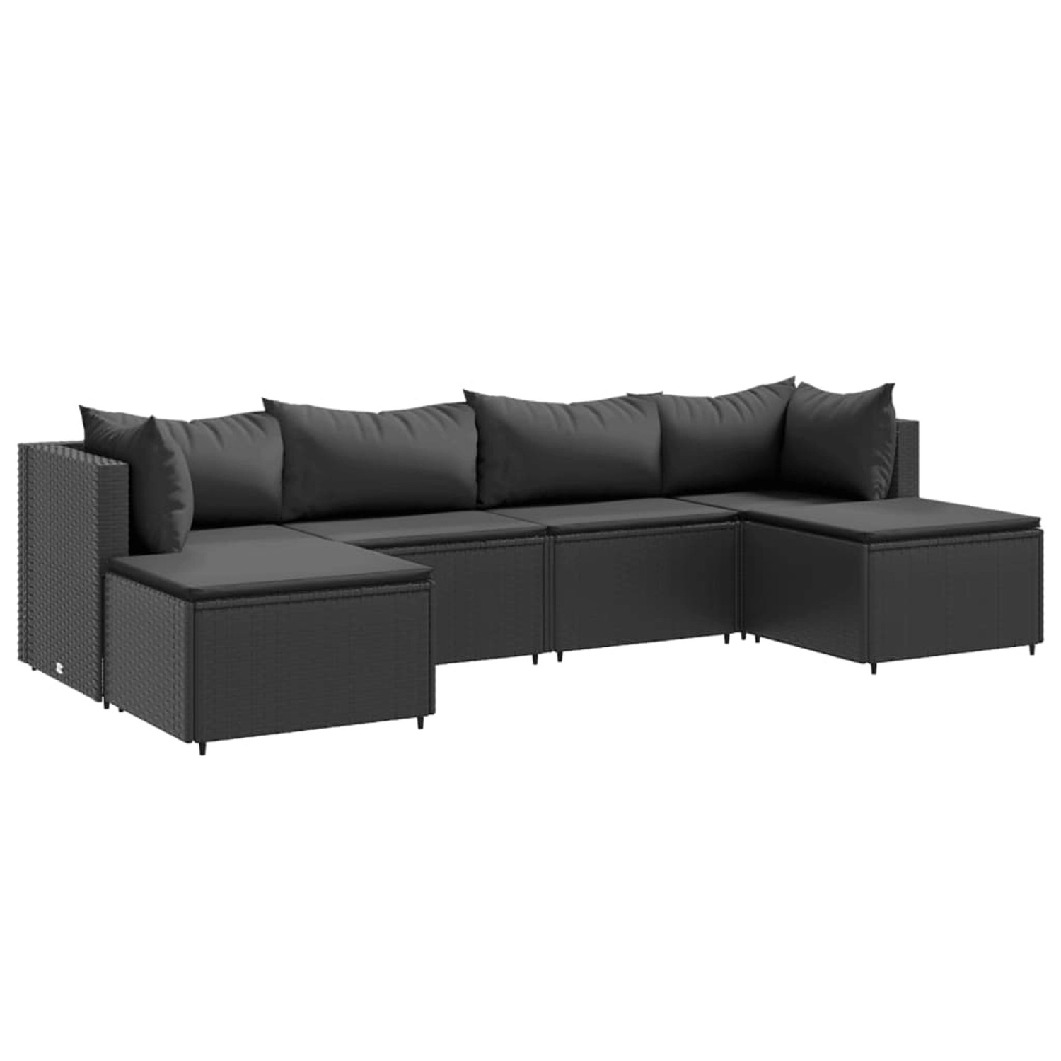 vidaXL 6-tlg Garten-Lounge-Set mit Kissen Schwarz Poly Rattan Modell 34 günstig online kaufen